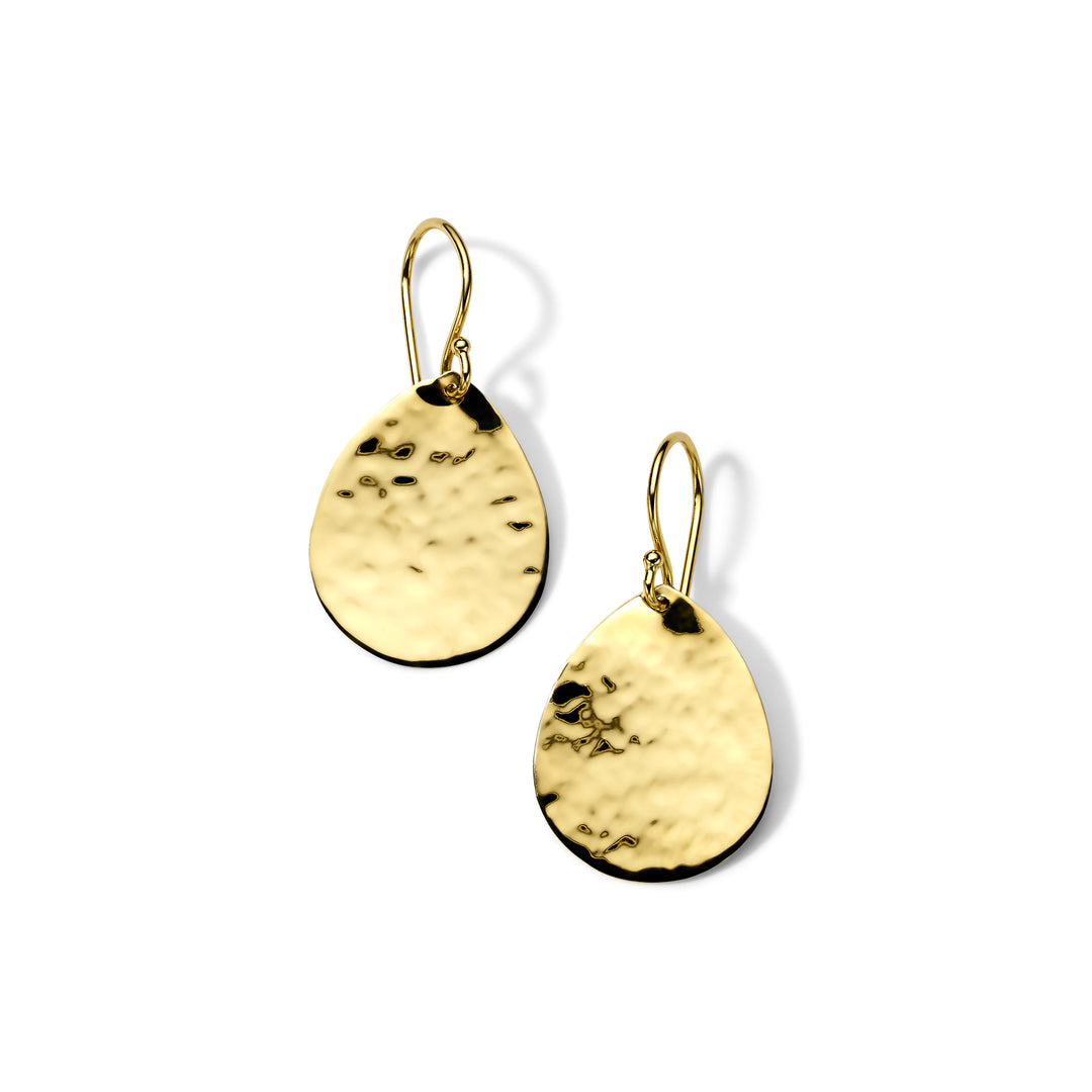 18K Gold Hammered Crinkle Teardrop Earrings - Product View | IPPOLITA