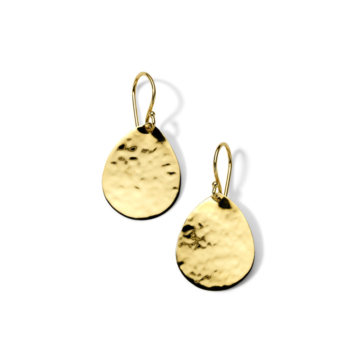 18K Gold Hammered Crinkle Teardrop Earrings - Product View | IPPOLITA