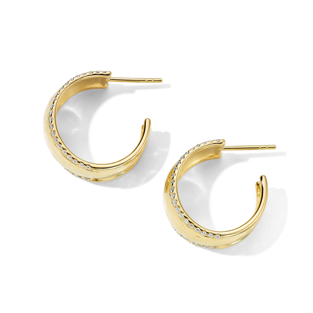 Medium Goddess Studded Hoop Earrings (.63ctw)