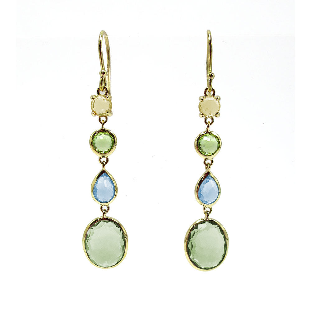 Small 4-Stone Linear Drop Earrings