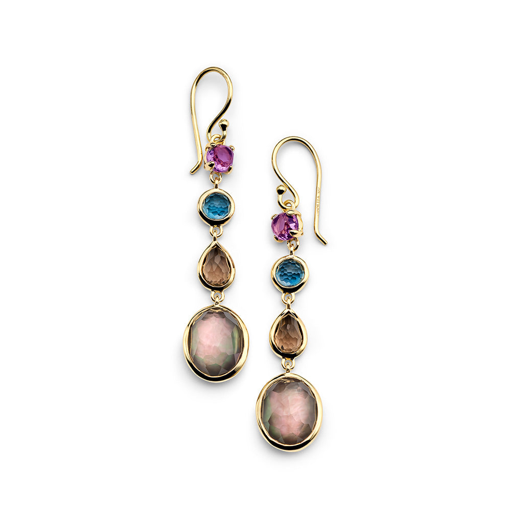 Small 4-Stone Linear Drop Earrings