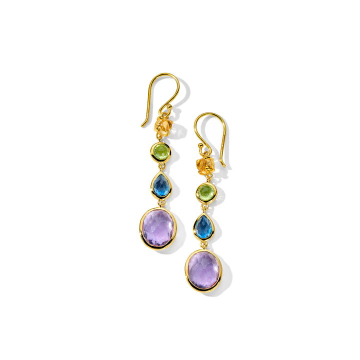 Small 4-Stone Linear Drop Earrings