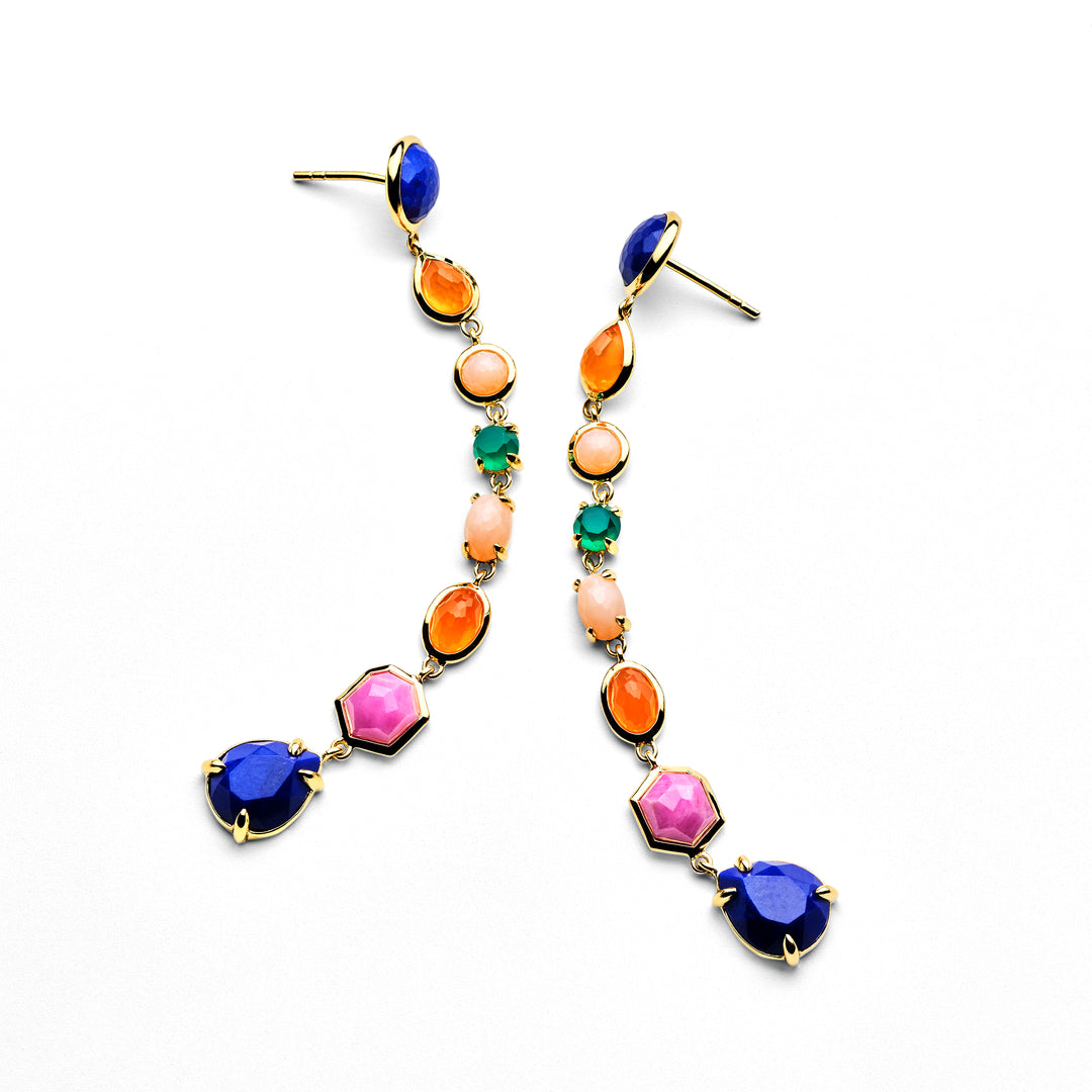 Small 8-Stone Linear Drop Earrings