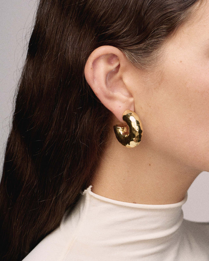 Small Hammered Hoop Earrings