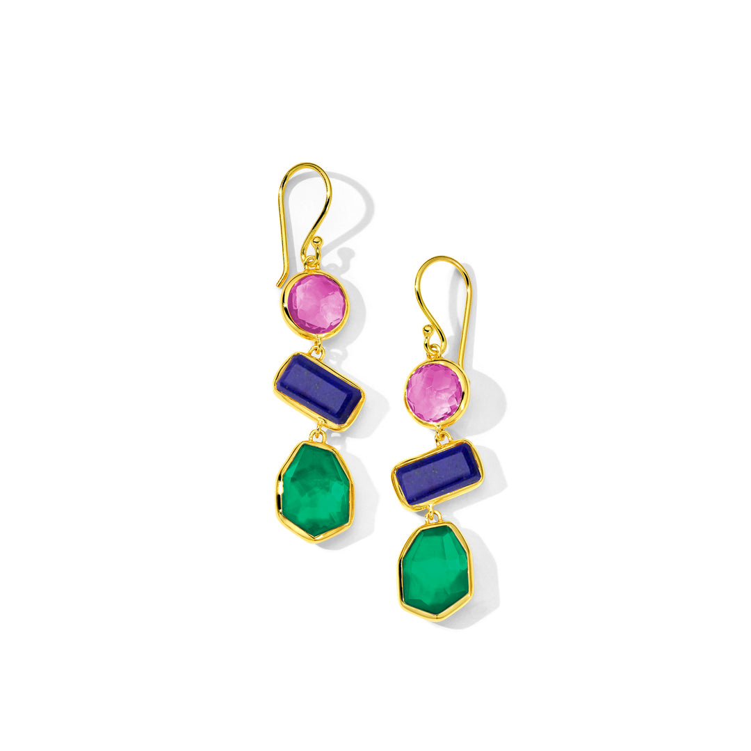 3-Stone Drop Earrings