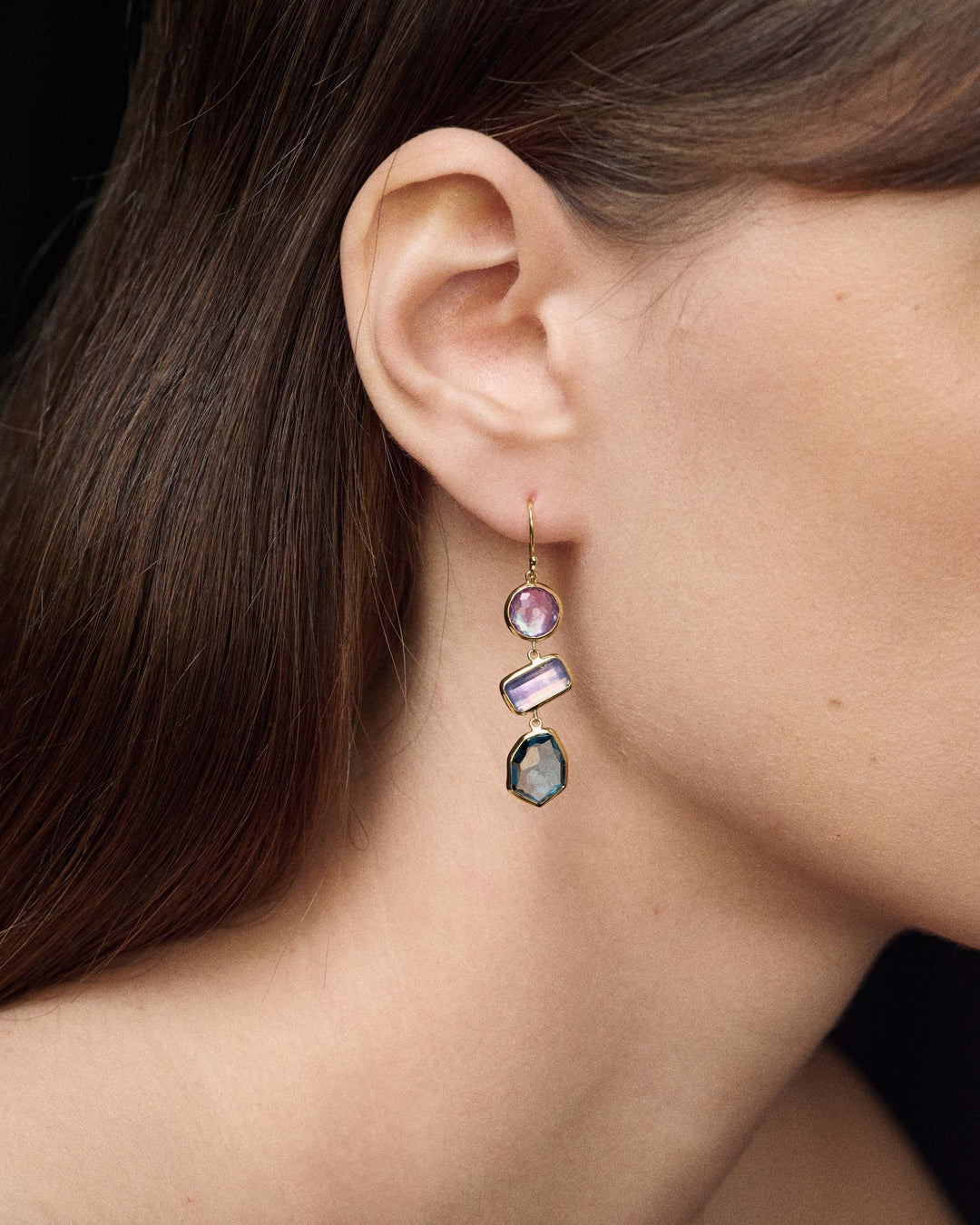 3-Stone Drop Earrings