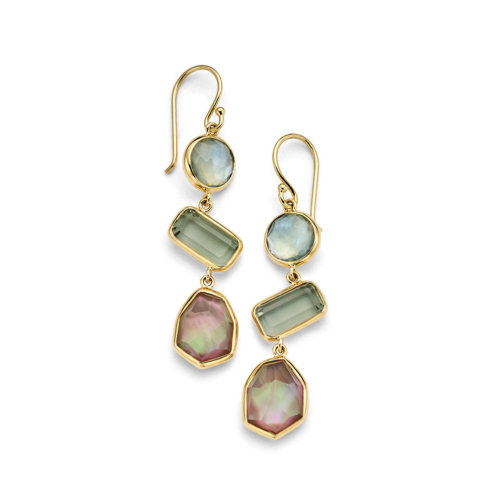 Small 3-Stone Drop Earrings