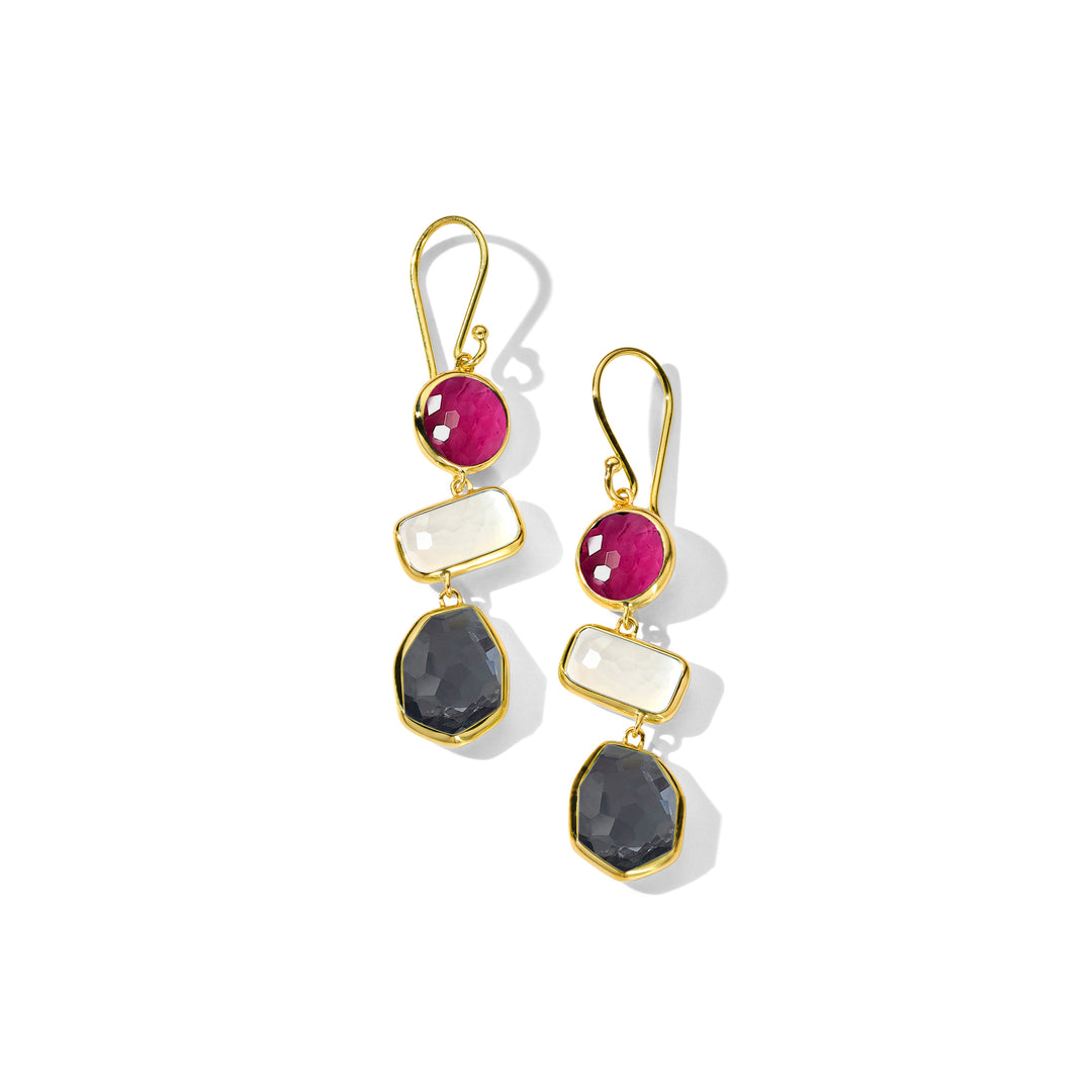 Small 3-Stone Drop Earrings