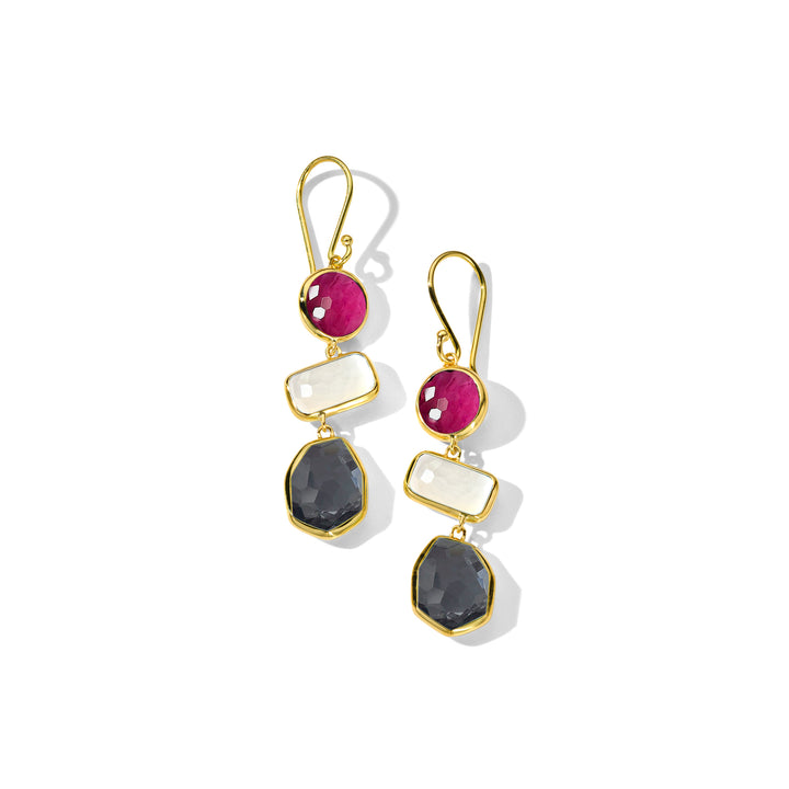 Small 3-Stone Drop Earrings