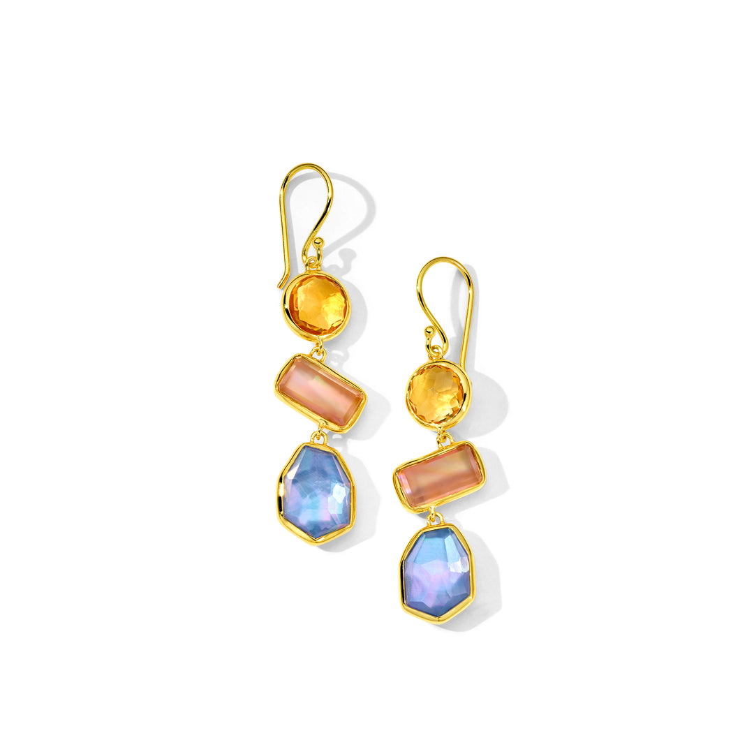 Small 3-Stone Drop Earrings