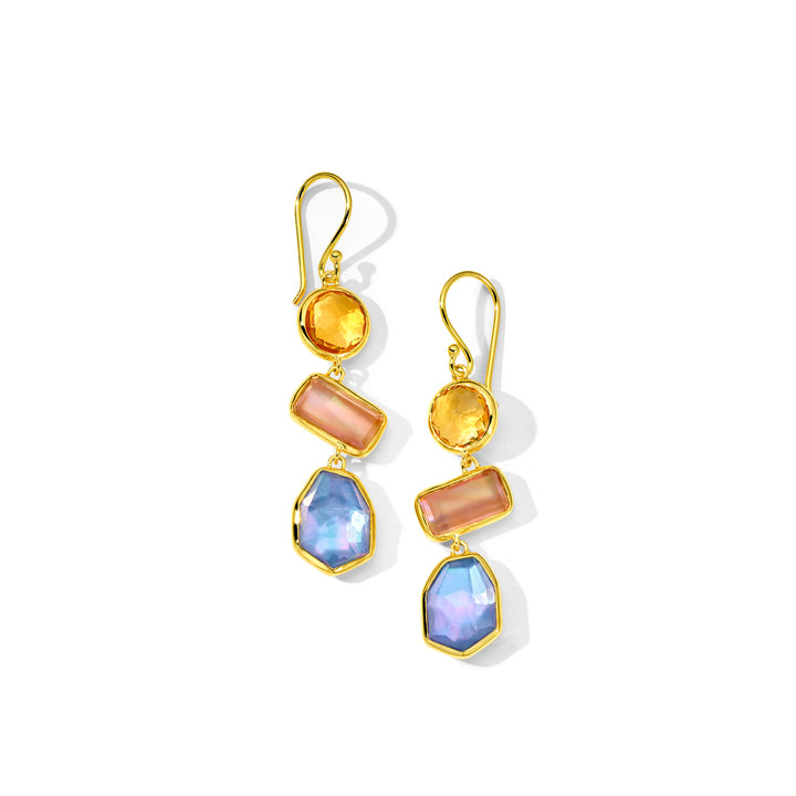 Small 3-Stone Drop Earrings