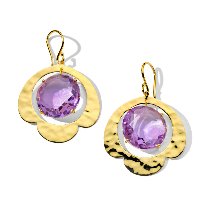 Crinkle Large Round Stone Earrings