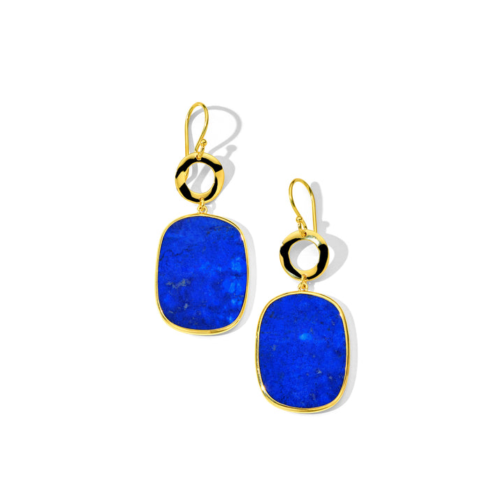 Wavy Circle & Small Rounded Rectangle Drop Earrings