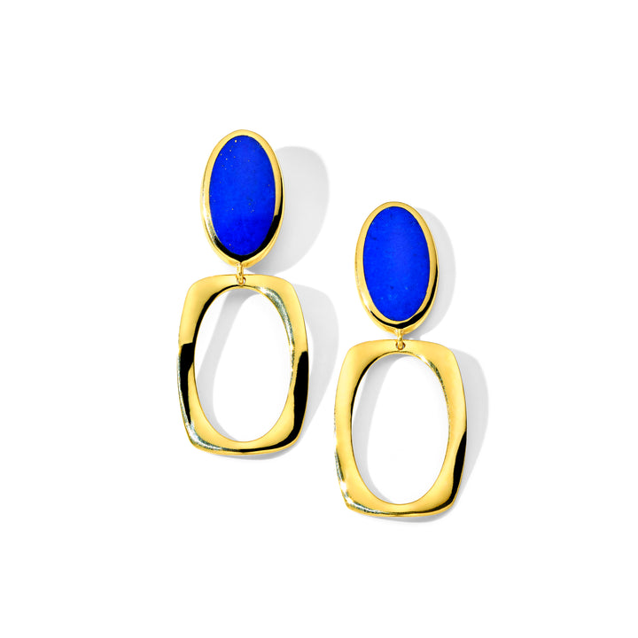 Oval and Wavy Frame Drop Earrings