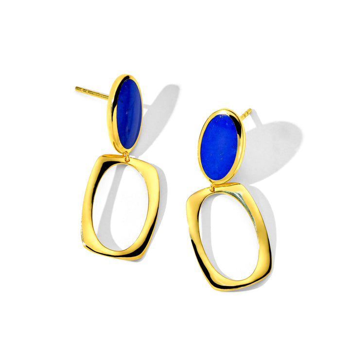 Oval and Wavy Frame Drop Earrings