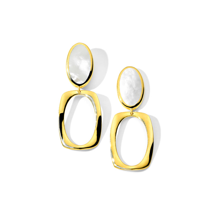 Oval and Wavy Frame Drop Earrings