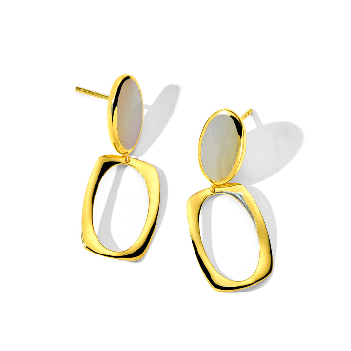Oval and Wavy Frame Drop Earrings