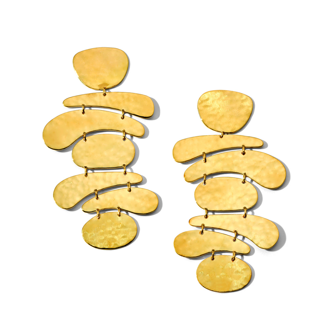 Crinkle Organic Shape 7-Tier Dangle Earrings