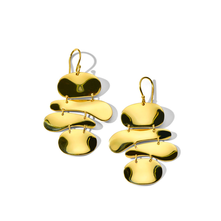 Wavy Organic Shape 4-Tier Dangle Earrings