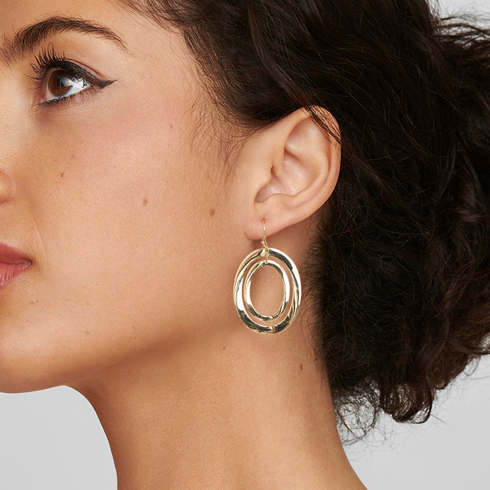 Circular Wavy Open Shape Drop Earrings