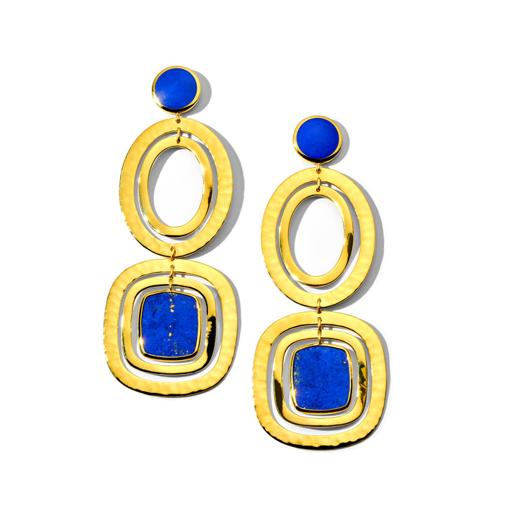 Mélange Two-Tier Oval and Square Earrings