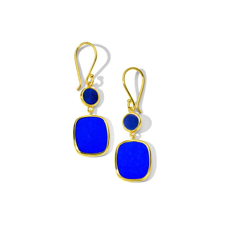 Small Dot & Rounded Square Drop Earrings