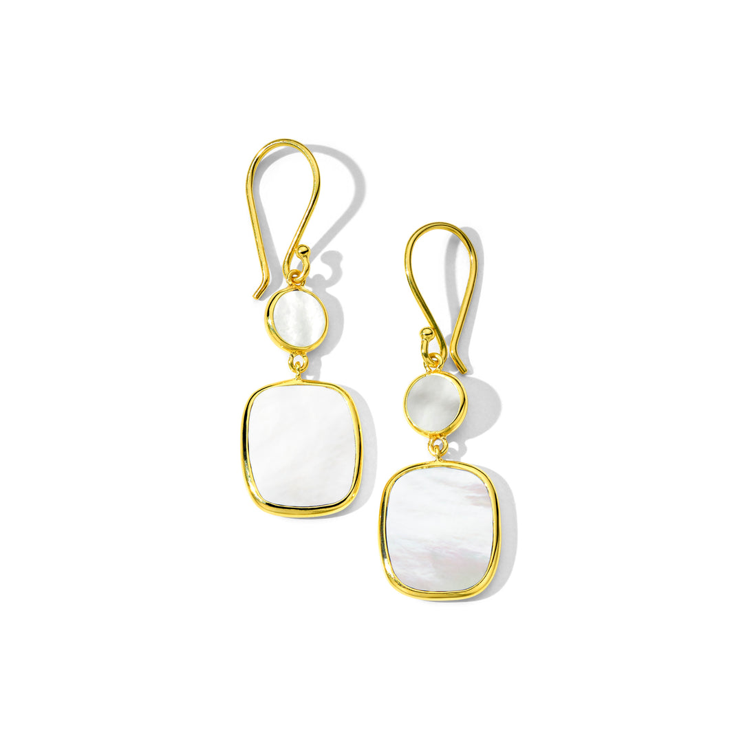 Small Dot & Rounded Square Drop Earrings