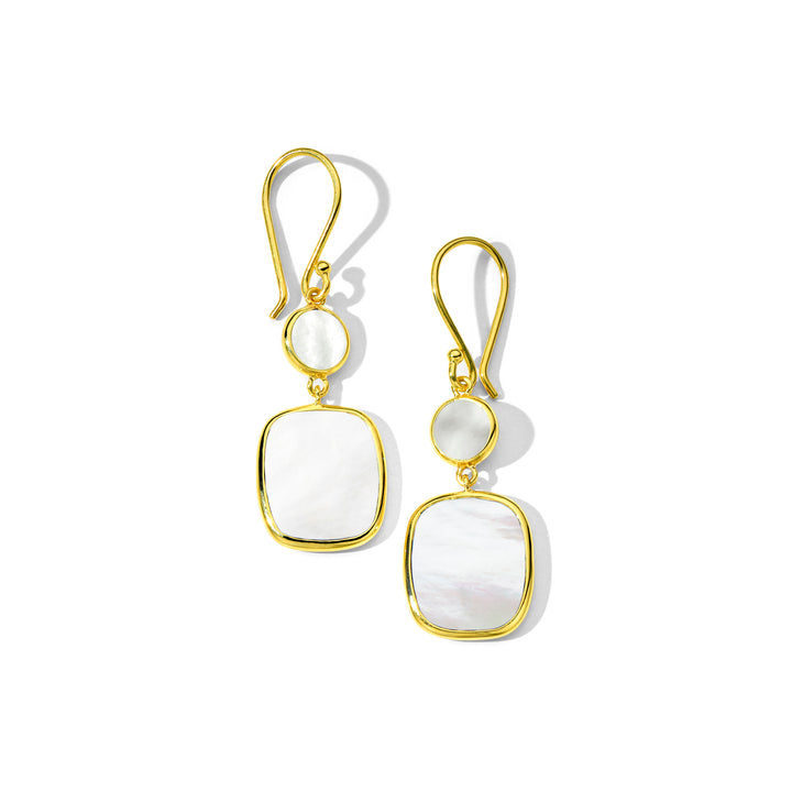 Small Dot & Rounded Square Drop Earrings