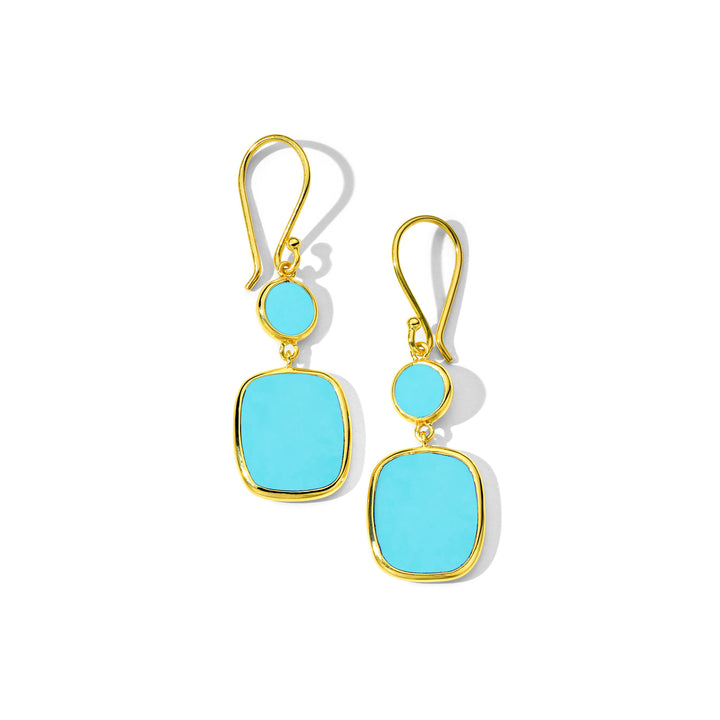 Small Dot & Rounded Square Drop Earrings