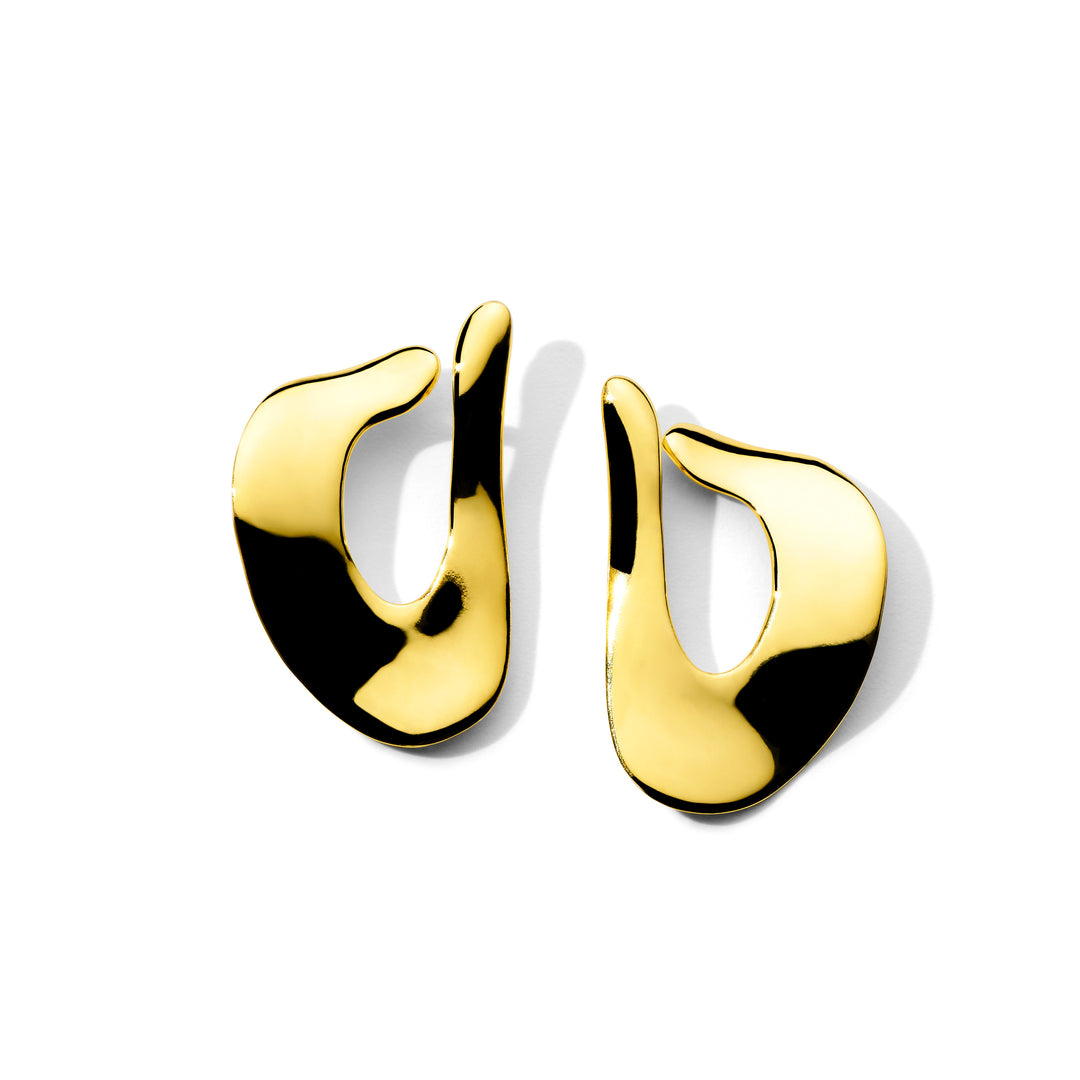 Small Wavy Organic Disc Post Earrings