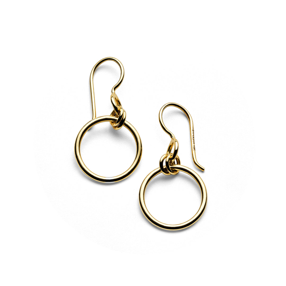18K Gold Mini Jet Set Drop Earrings with Sculptural Knot Detail - Front View | IPPOLITA