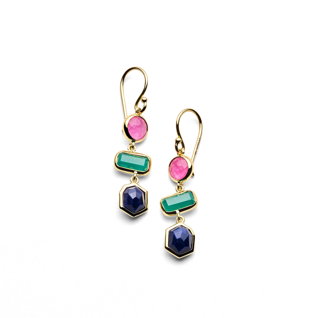Mini 3-Stone Drop Earrings