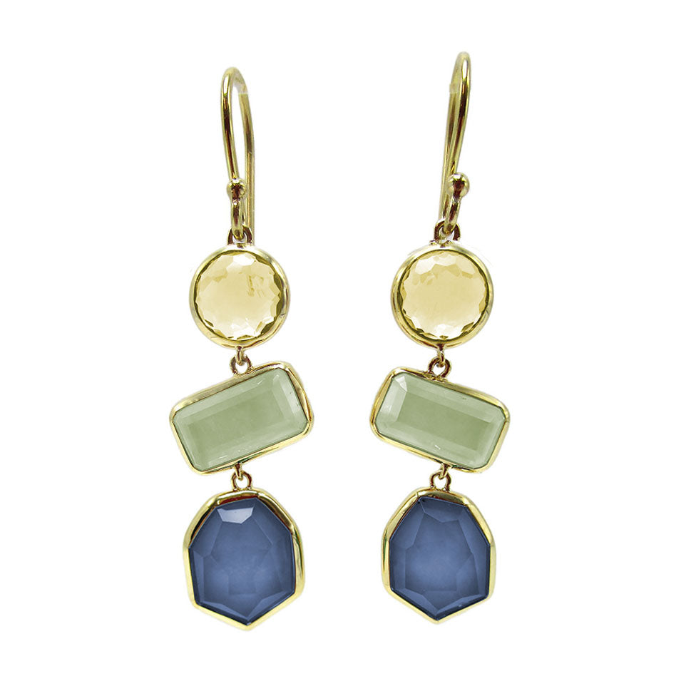 Mini 3-Stone Drop Earrings