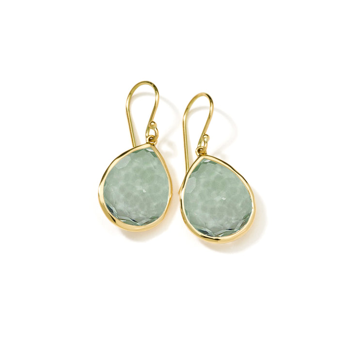 Dark Prasiolite 18K Gold Rock Candy Medium Teardrop Earrings - Front View | IPPOLITA