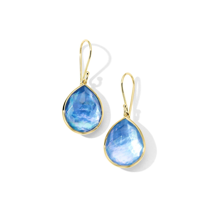 Blue Topaz 18K Gold Medium Teardrop Earrings - Studio Shot | IPPOLITA