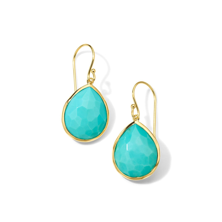 Turquoise 18K Gold Medium Teardrop Earrings - Close-up View | IPPOLITA