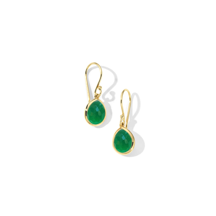 Green Agate 18K Gold Teeny Teardrop Earrings - Front View | IPPOLITA