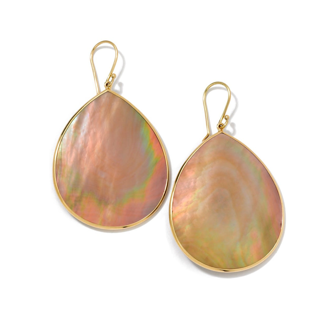 Brown Shell 18K Gold Jumbo Stone Teardrop Earrings - Product View | IPPOLITA