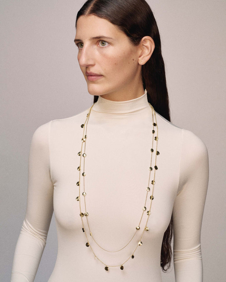 Long Hammered Pinball Layering Necklace