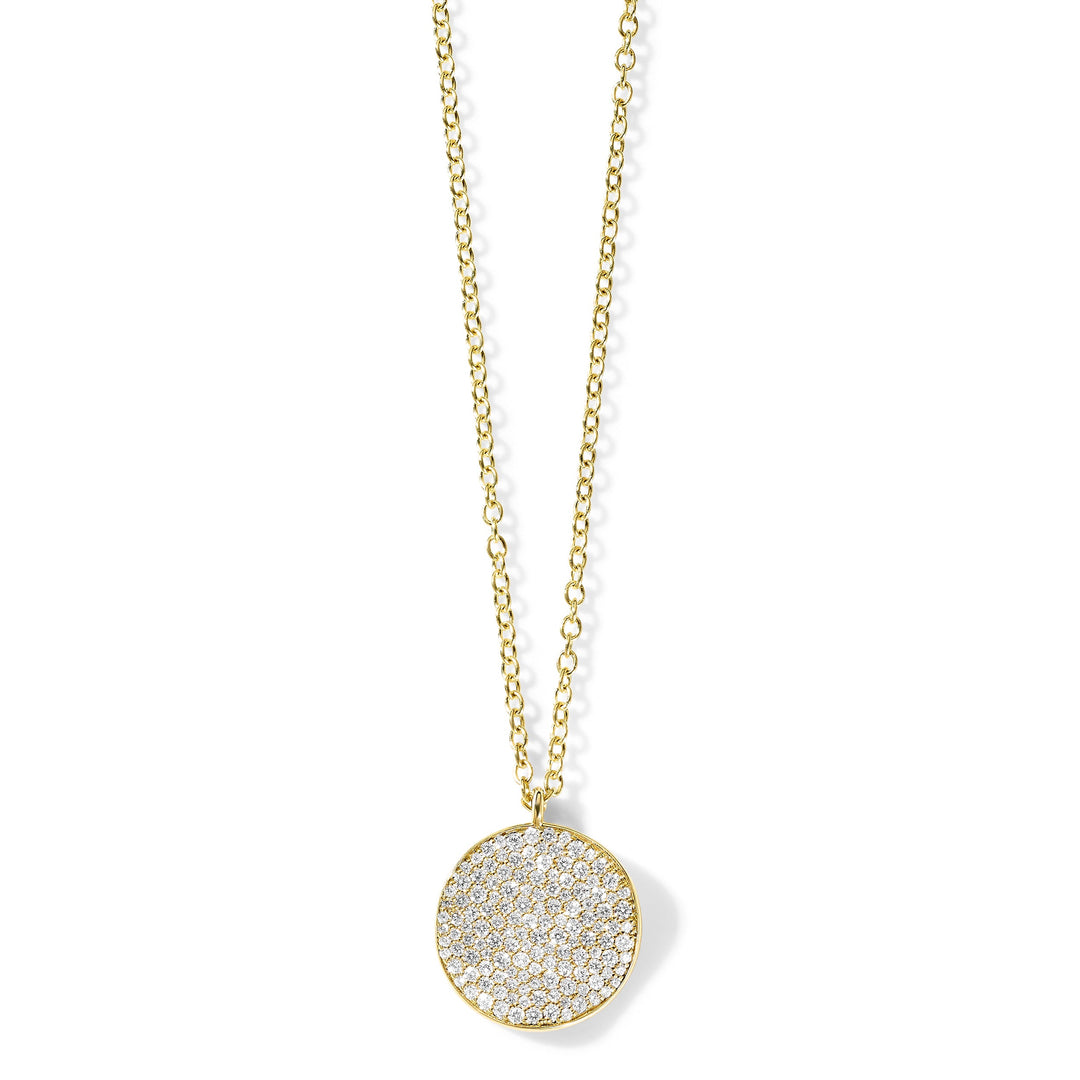 18K Gold Diamond Pavé Medium Flower Pendant Necklace - Front View | IPPOLITA