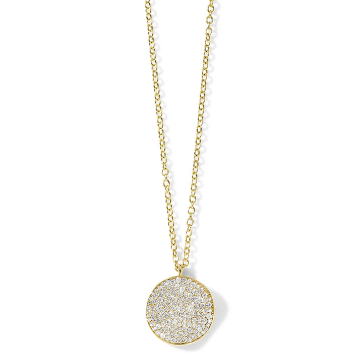 18K Gold Diamond Pavé Medium Flower Pendant Necklace - Front View | IPPOLITA
