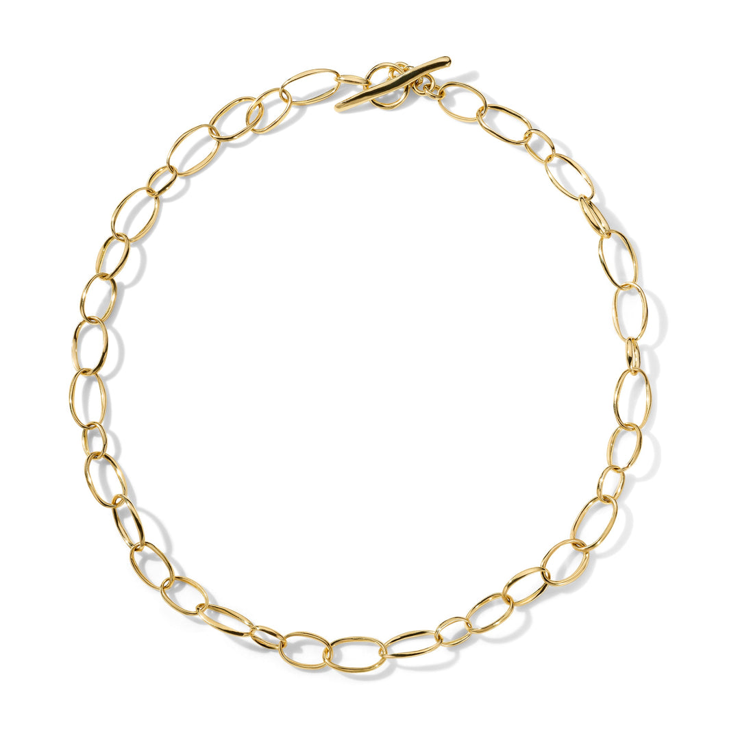 Yellow 18K Gold Scultura Oval Link Chain Necklace with Toggle - Front View | IPPOLITA