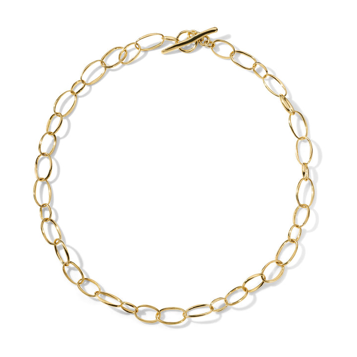 Yellow 18K Gold Scultura Oval Link Chain Necklace with Toggle - Front View | IPPOLITA
