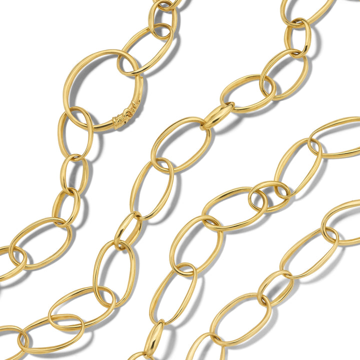 18K Gold Scultura Link Necklace Sculptural Oval Chain Close-Up Detail | IPPOLITA