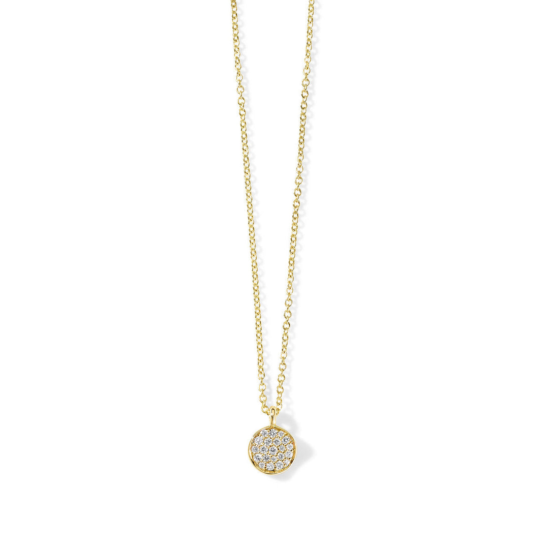 18K Gold Diamond Pavé Mini Flower Pendant Necklace - Front View | IPPOLITA