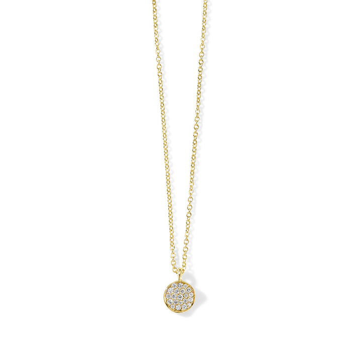 18K Gold Diamond Pavé Mini Flower Pendant Necklace - Front View | IPPOLITA