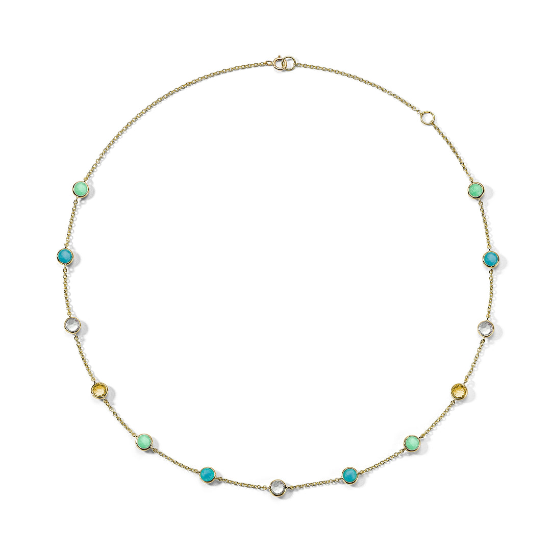 18K Gold Lollipop Confetti Necklace, multicolor gemstones in turquoise, green & clear - Flat Lay | IPPOLITA