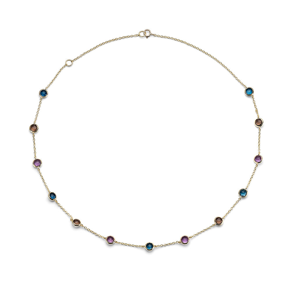 Mistero Multi-Gemstone 18K Gold Confetti Necklace - Flat Lay | IPPOLITA