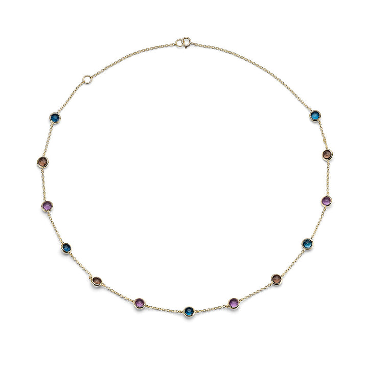 Mistero Multi-Gemstone 18K Gold Confetti Necklace - Flat Lay | IPPOLITA