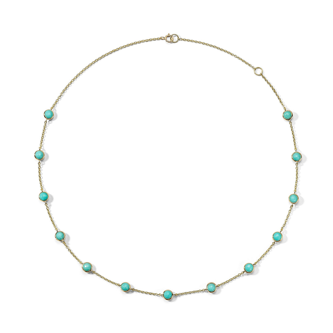 Turquoise 18K Gold Confetti Station Necklace - Full Circle View | IPPOLITA
